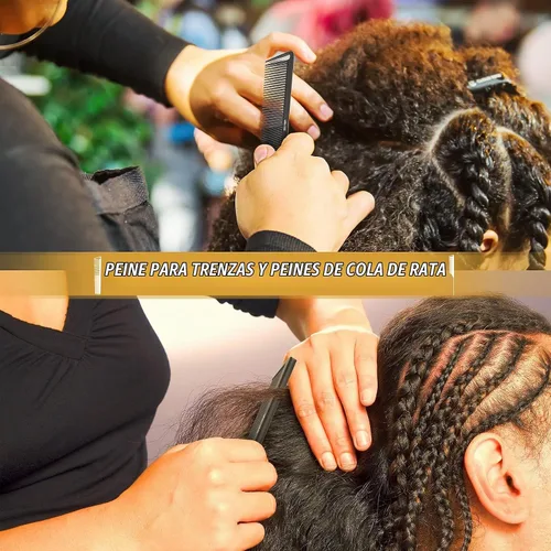Vista 3 de Juego de peines profesionales SalonSilk para cabello natural rizado negro para damas