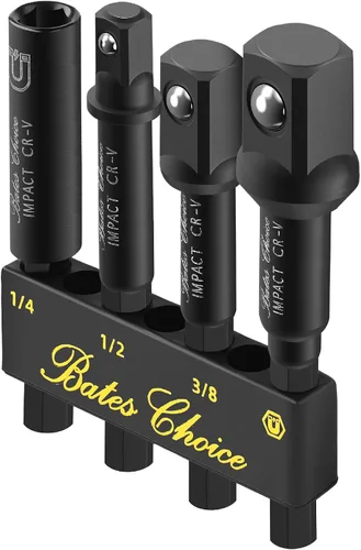 Vista 10 de Juego de adaptadores de enchufe de impacto Bates, 3 piezas, 1/4", 3/8" y 1/2", con soporte