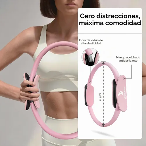 Vista 2 de Kit de pilates para el hogar, anillo de pilates de 13.8 pulgadas con asas acolchadas, mini bola, 3 bandas de resistencia para ejercicio de cuerpo