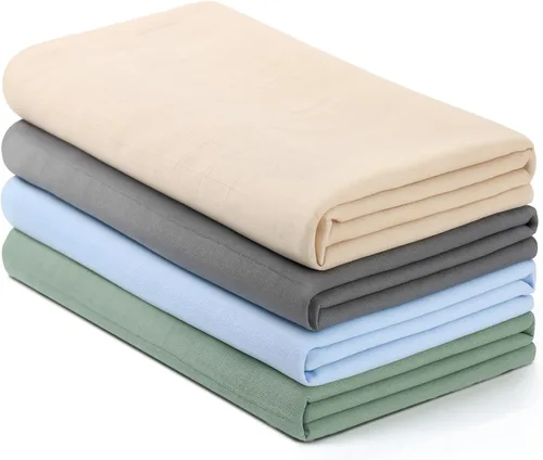 Vista 10 de CottCare Mantas envolventes de muselina para bebés para niños y niñas, paquete de 4 unidades, transpirables y agradables al tacto, mantas Verde