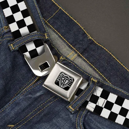 Vista 2 de Buckle-Down Belt Seatbelt Checker Black White