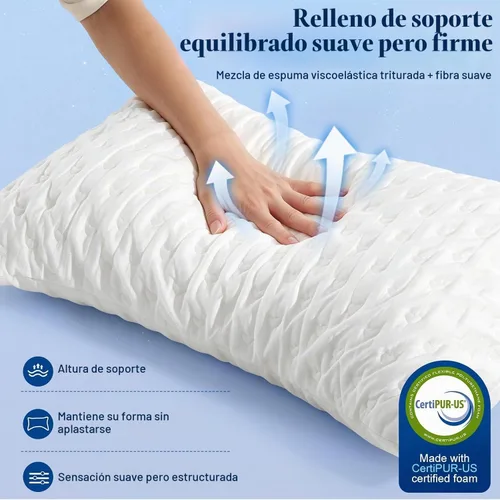 Vista 6 de Almohadas para dormir de lado para comodidad de cuello y hombros, diseño ergonómico de media luna curvada, espuma viscoelástica triturada ajustable