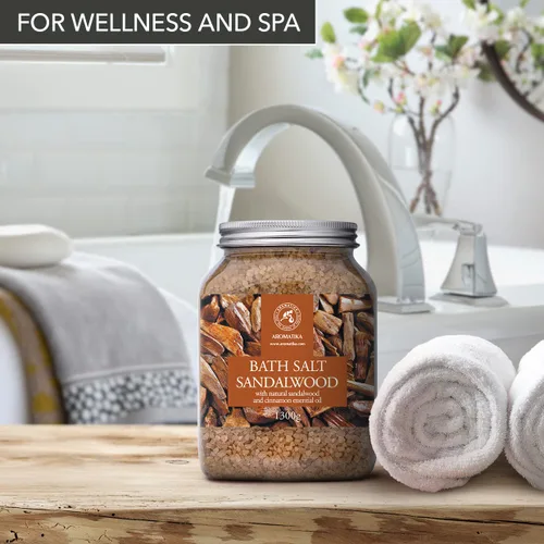 Vista 7 de Sal marina de baño sándalo 46 onzas (45.86 oz) – Sales de baño con sándalo y canela aceite esencial para baño – Baño relajante – Relajación muscular
