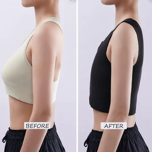 Vista 5 de Women Transgender FTM Chest Binder Zip Up Breathable Half Binder Bra