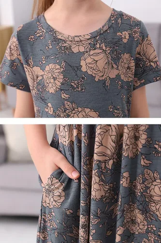 Vista 6 de GORLYA Vestido largo de manga corta con estampado floral para niña de 4 a 12 años