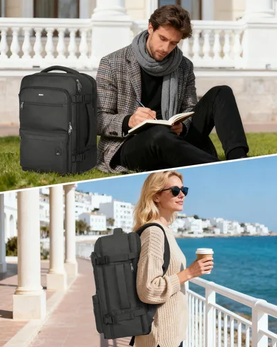Vista 2 de WANDF Mochila de viaje para Spirit Airlines bolsa de artículos personales de 18 x 14 x 8 pulgadas con bolsillo húmedo, mochila para portátil de 17