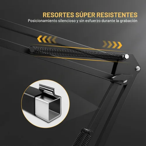 Vista 5 de MAONO Brazo articulado para micrófono: Brazo de micrófono de suspensión metálica ajustable para podcast, juegos, transmisión, grabación