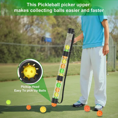 Vista 2 de Pickleball Ball Retriever & Ball Hopper Storage con correa Pickle Balls Tubo Pickup