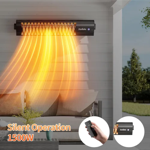 Vista 4 de Calentador de exterior para patio, calentador de pared de 1500 W, calentadores de patio para uso al aire libre, impermeable, tubo de fibra