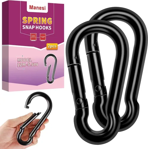 Vista 8 de Mosquetones de resorte con mosquetón, conector de cuerda resistente, clips de mosquetón pequeños de enlace rápido para interiores y exteriores