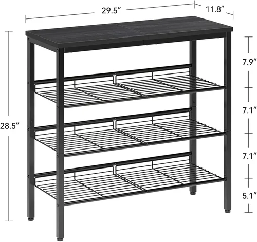 Vista 3 de Nunsino Zapatero para clóset, organizador de zapatos de 4 niveles para entrada, estante de zapatos con estantes de almacenamiento y parte superior