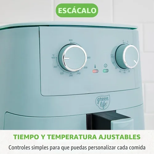 Vista 5 de GreenLife - Freidora de aire de 4.5 cuartos de galón, controles de dial mecánico, cajón antiadherente de cerámica libre de PFAS, temperatura