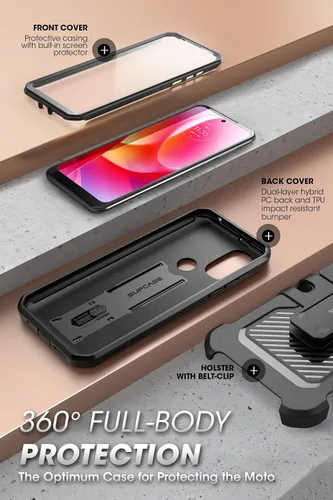 Vista 4 de SUPCASE Unicorn Beetle Pro Series - Funda para Moto G Power 2022, funda resistente de cuerpo completo con clip para cinturón y soporte con protector