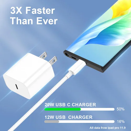 Vista 3 de Cargador para iPhone 16, [certificado MFi] Paquete de 3 cargadores rápidos USB C con cable USB C a USB C de 6 pies compatible con iPhone 16/16