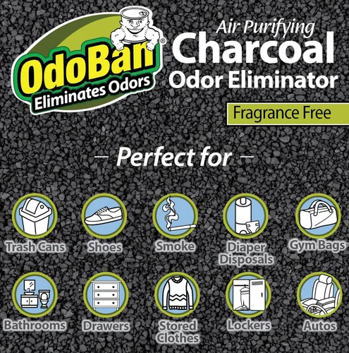 Vista 7 de OdoBan Eliminador de olores natural de carbón purificador de aire, fórmula no tóxica, fabricado en los Estados Unidos, sin fragancia, bolsa de 7.05