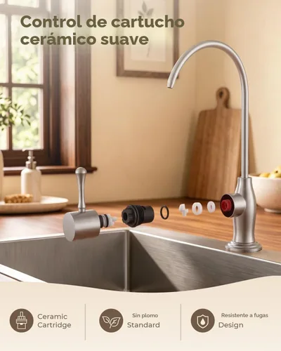 Vista 5 de WEWE Grifo de agua potable con diseño vintage, sin espacio de aire, níquel Níquel cepillado
