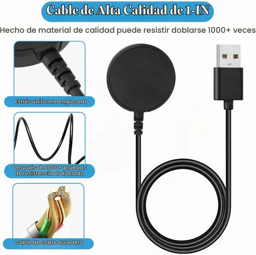 Vista 3 de Cargador magnético para Samsung Galaxy Watch 8/8 Classic/7/6/6 Classic/5/5 Pro/4/4 Classic/3/Active 2/Active con cable de carga rápida (3.3 ft)