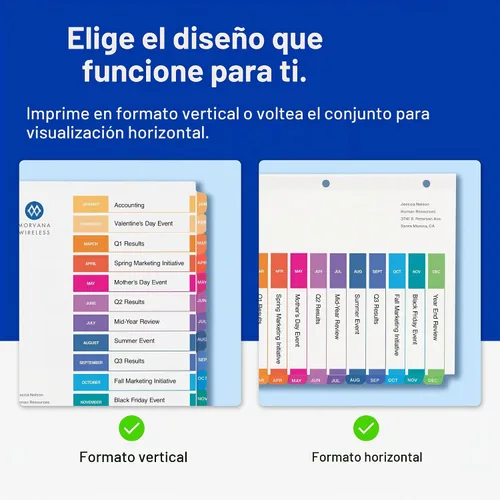 Vista 3 de Avery Divisores de enero a diciembre para carpetas de 3 anillos, 12 pestañas por juego, tabla de contenido personalizable, pestañas multicolor