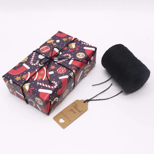 Vista 6 de Vivifying 200 m de hilo de yute negro, cordón de yute natural de 2 mm para manualidades, envoltorios de Halloween, jardín (negro)