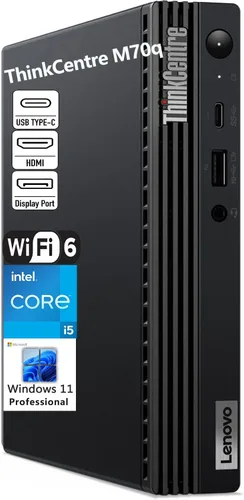 Vista 8 de Lenovo ThinkCentre M70q Business Mini PC Computadora de escritorio, 32 GB DDR4 RAM, 1 TB PCIe SSD, Intel 6-Core i5-10400 (Beat i7-8700), WiFi 6