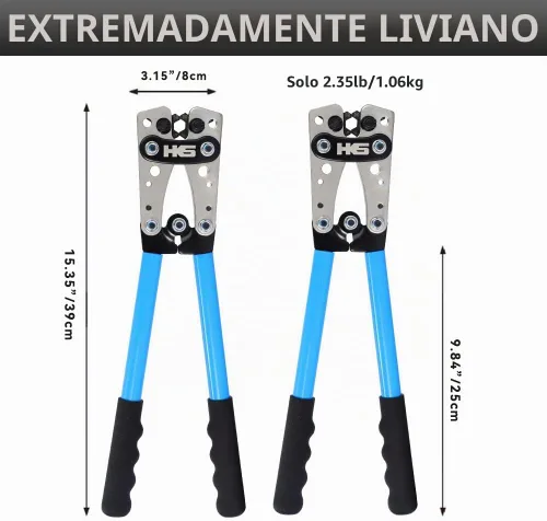 Vista 4 de HKS Herramienta de prensado de terminales de cable de batería 10-1 AWG - Engarzadora de cable resistente para terminales de anillo Terminales
