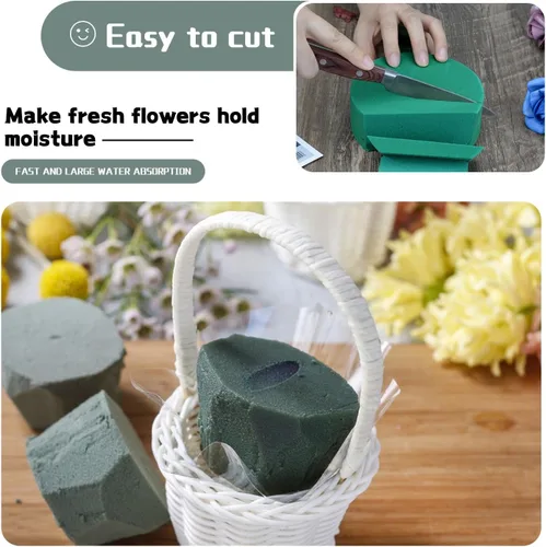 Vista 3 de 4 piezas de espuma floral redonda SUPKING 3.15" pequeños bloques de espuma verde para flores húmedas y secas floristería planta espuma para arreglos