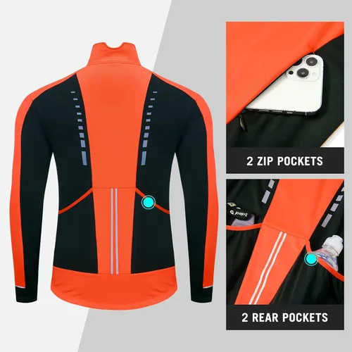Vista 2 de BALEAF Chaqueta de invierno para hombre, para ciclismo, correr, resistente al viento, para ciclismo, ciclismo, clima frío, bolsillos cálidos