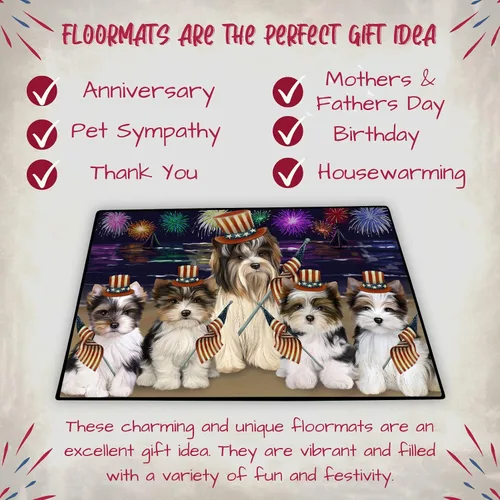 Vista 7 de Doggie of the Day Biewer Dogs Floor Mat - 4th of July Independence Day - Best Dog Doormat - Protector Decor - Unique Portrait Art - Premium Quality