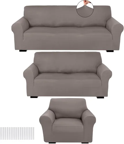 Vista 28 de Peryiter Juego de 3 Fundas para Sofá, Cubiertas de Muebles para Sofá, Loveseat, Sillón, Ajuste de Forma Elástico, Sin Arrugas, Protector de Muebles