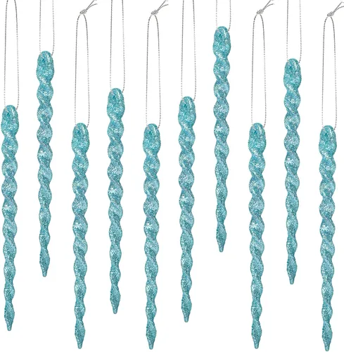 Vista 48 de 30 piezas de carámbanos de plástico trenzados para árbol de Navidad; adornos colgantes para árbol de Navidad, fiesta de Navidad, boda, fiesta