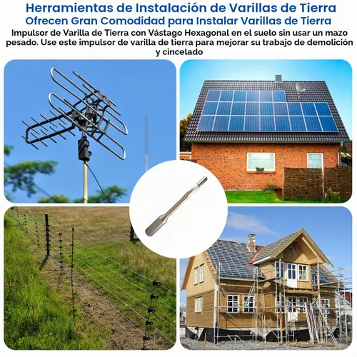 Vista 5 de 1" SDS HEX Ground Rod Driver, vástago hexagonal del conductor de la barra del taladro del martillo, muy resistente