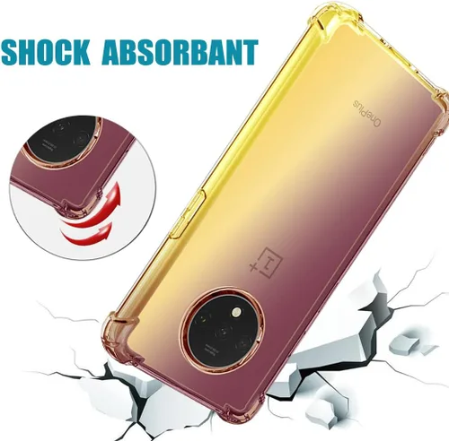 Vista 7 de Funda para OnePlus 7T con protector de pantalla de vidrio templado, lindo degradado transparente delgado, a prueba de golpes, TPU para OnePlus 7T