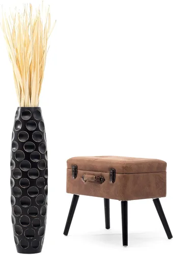 Vista 7 de Leewadee Jarrón grande negro para decoración del hogar, de madera, de 26 pulgadas de alto, decoración de granja, soporte para flores para plantas