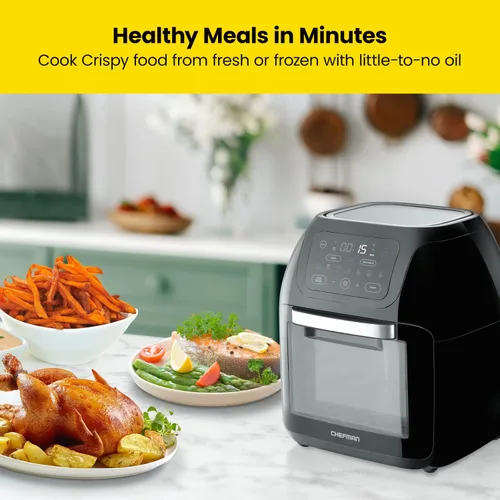 Vista 4 de CHEFMAN Freidora de aire digital multifuncional+ asador, deshidratador, horno de convección y cazador rápido de huevos, vaporizador de alimentos