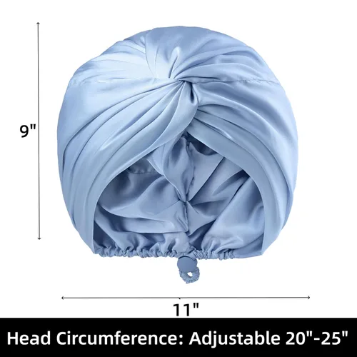 Vista 88 de Gorro de satén de seda ajustable para envolver el cabello para dormir, gorro de dormir de doble capa, turbante nocturno para cabello largo y rizado