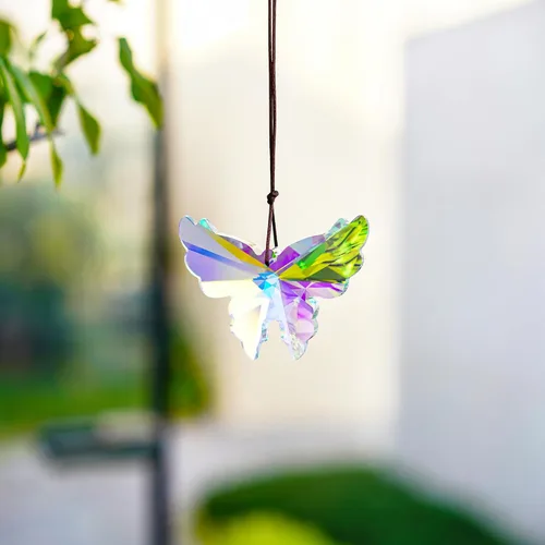 Vista 8 de 2.992 in AB Crystal Butterfly Prism Suncatcher Window Hanging Decor Mariposa
