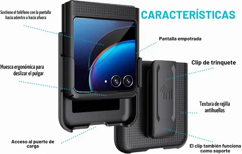 Vista 6 de Combo de funda para Motorola RAZR Plus 2023 Funda de teléfono con clip para cinturón - Negro