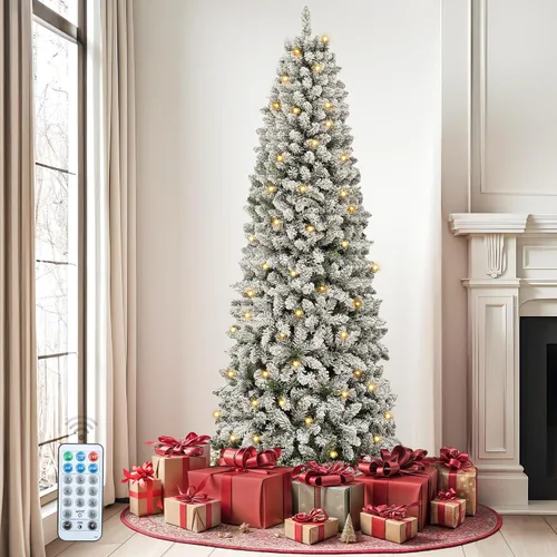Vista 11 de DWVO Árbol de Navidad preiluminado de 7.5 pies con 350 LED de doble color Negro