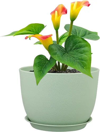 Vista 15 de Meowell Macetas grandes de 12 pulgadas con riego automático para plantas de interior y exterior, macetas para flores con orificios de drenaje