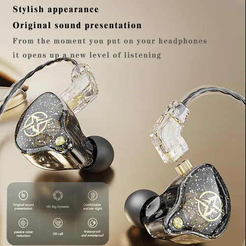 Vista 3 de FEDAI DX2 - Auriculares con monitor de oído, estéreo de alta fidelidad IEM, auriculares profesionales con aislamiento de ruido, auriculares Negro