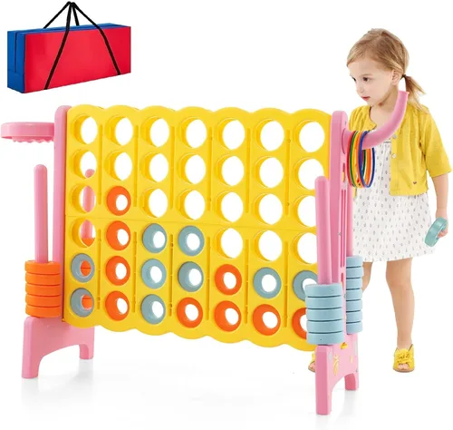 Vista 11 de AKUSTIK Juego de conexión gigante al aire libre, 4 en una fila, Jumbo 4 para marcar juego de conexión para niños y adultos, fiesta familiar, patio