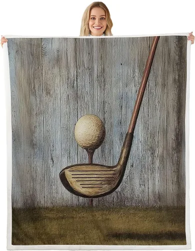 Vista 15 de Golf Printed Bed Blanket,Golf Club Lovers Blankets for Couch or Bed,Sports Theme Ball Game Fleece Blanket Soft Warm,Black Bedding for Kids Adults