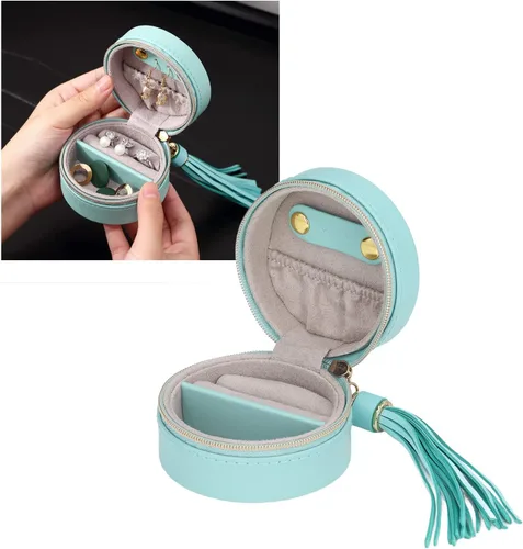 Vista 2 de TOPINCN Joyero de viaje para anillos, caja de almacenamiento de aretes, caja de almacenamiento portátil con cremallera, caja de almacenamiento