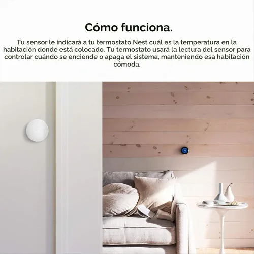 Vista 9 de Google Nest - Sensor de temperatura que funciona con el termostato de aprendizaje Nest y el termostato Nest E - Hogar inteligente, color blanco