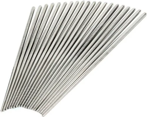Vista 2 de Olivia Tree Palillos antideslizantes – 10 pares de palillos huecos de acero inoxidable al vacío