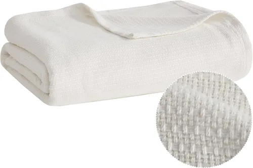 Vista 12 de Madison Park Freshspun Tejido de Cesta Luxury Manta de Algodón Azul 66x90" Tamaño Individual Tejido de Cesta Premium Suave y Acogedora 100% Algodón