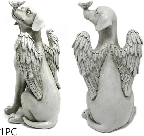 Vista 3 de Estatua conmemorativa del perro ángel, piedras conmemorativas para perros, adorno de resina de jardín de 8 pulgadas, regalos de duelo para perros