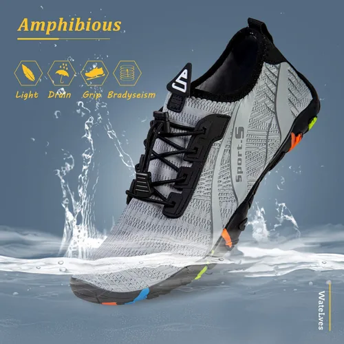 Vista 2 de WateLves - Zapatos de agua para hombres y mujeres, para natación, playa, piscina, surfear, hacer yoga o aeróbico acuático, calcetines para el agua