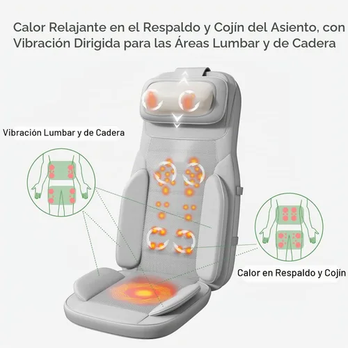 Vista 3 de Rainwolf Shiatsu Neck and Back Massage Cushion with Heat - 4D Deep Tissue Kneading Full-Back Massager for Relief Stress, Adjustable Intensity & Gris