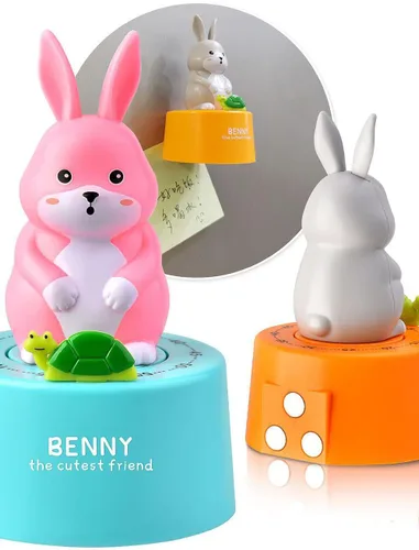 Vista 7 de Conejo de dibujos animados modelo temporizador mecánico 60 minutos de cocina Gadget reloj de cocina contadores de alarma temporizador manual
